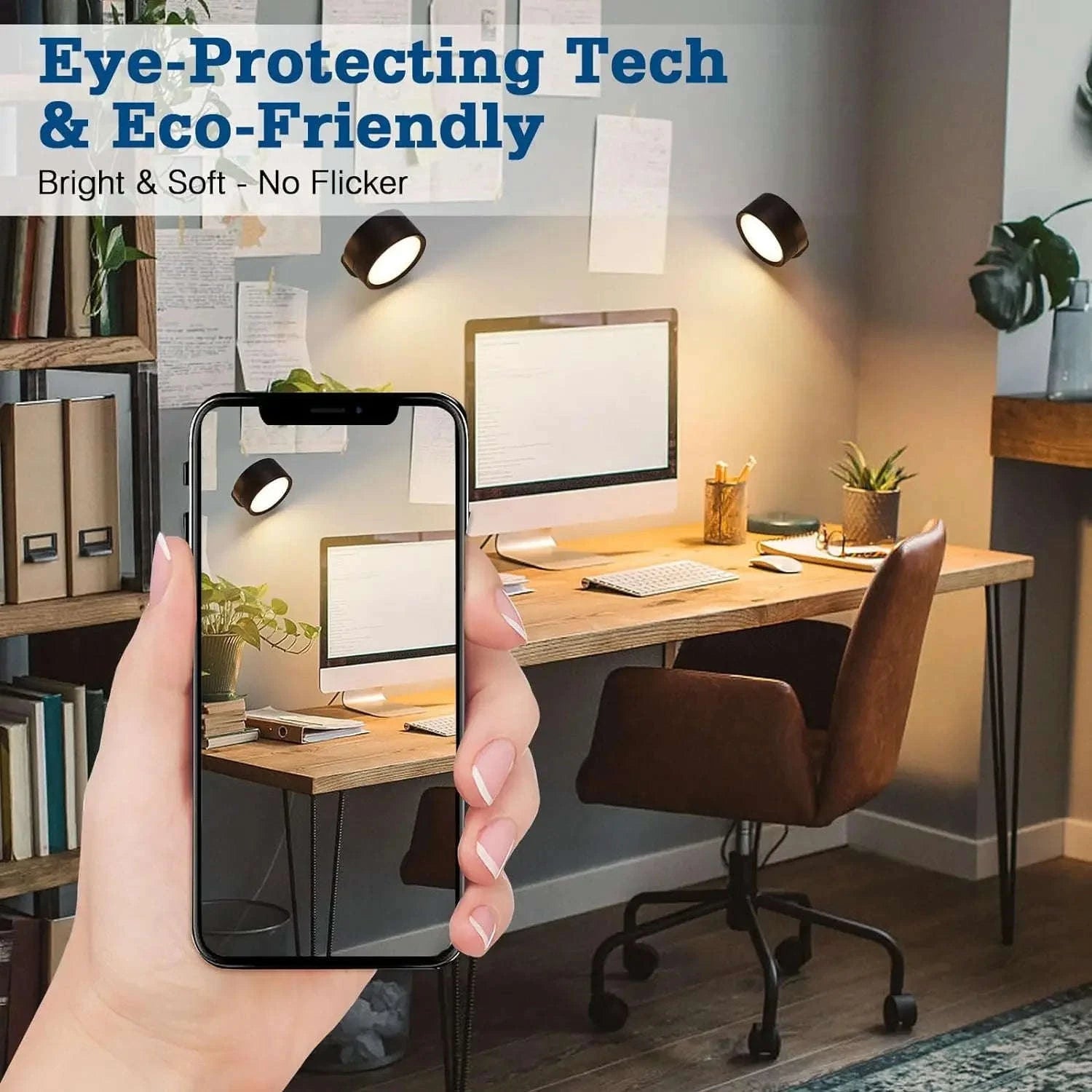 Magnetic LED Wall Light with 360° Rotation and Remote Control-White