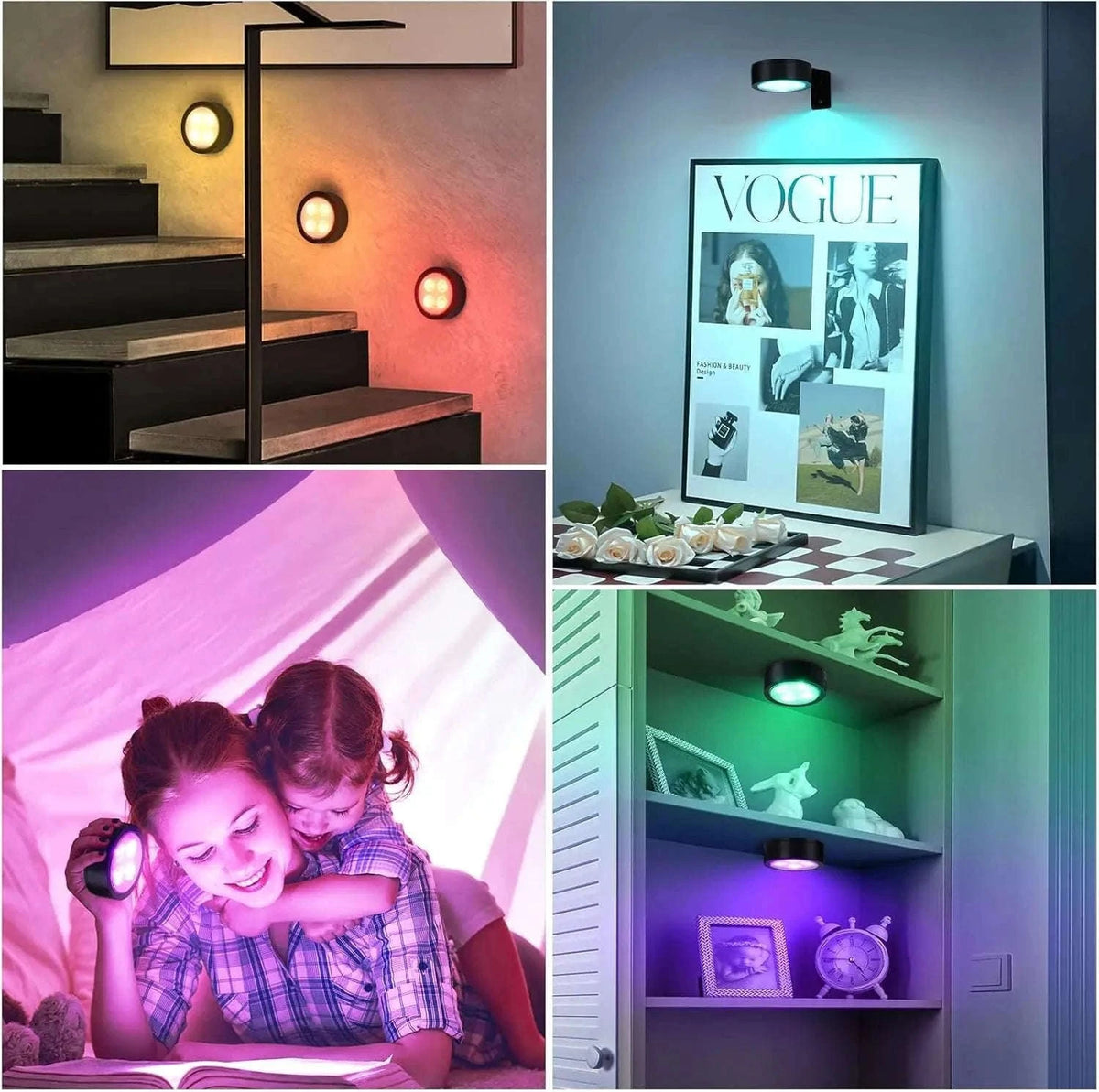 Magnetic LED Wall Light with Remote Control and 360° Rotation-White