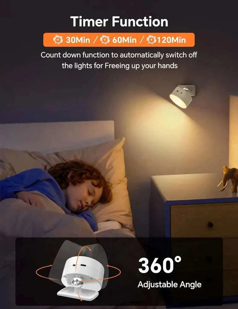 Magnetic LED Wall Light with Remote Control and 360° Rotation-White