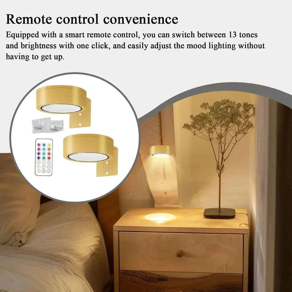 Magnetic LED Wall Light with Remote Control and 360° Rotation-White