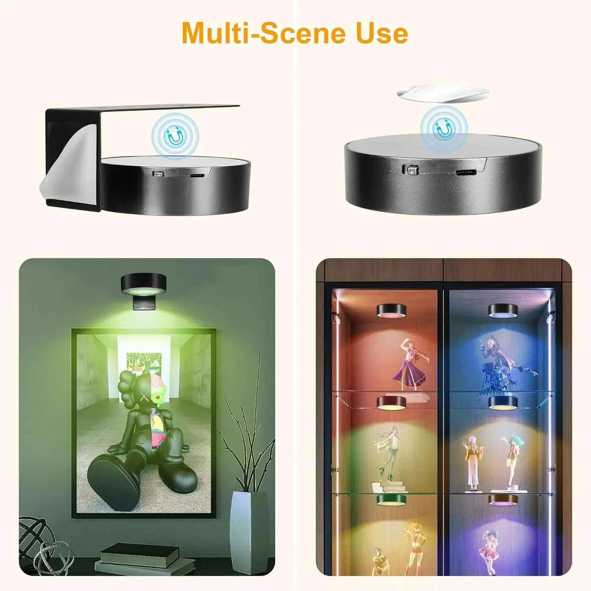 Magnetic LED Wall Light with Remote Control and 360° Rotation-White
