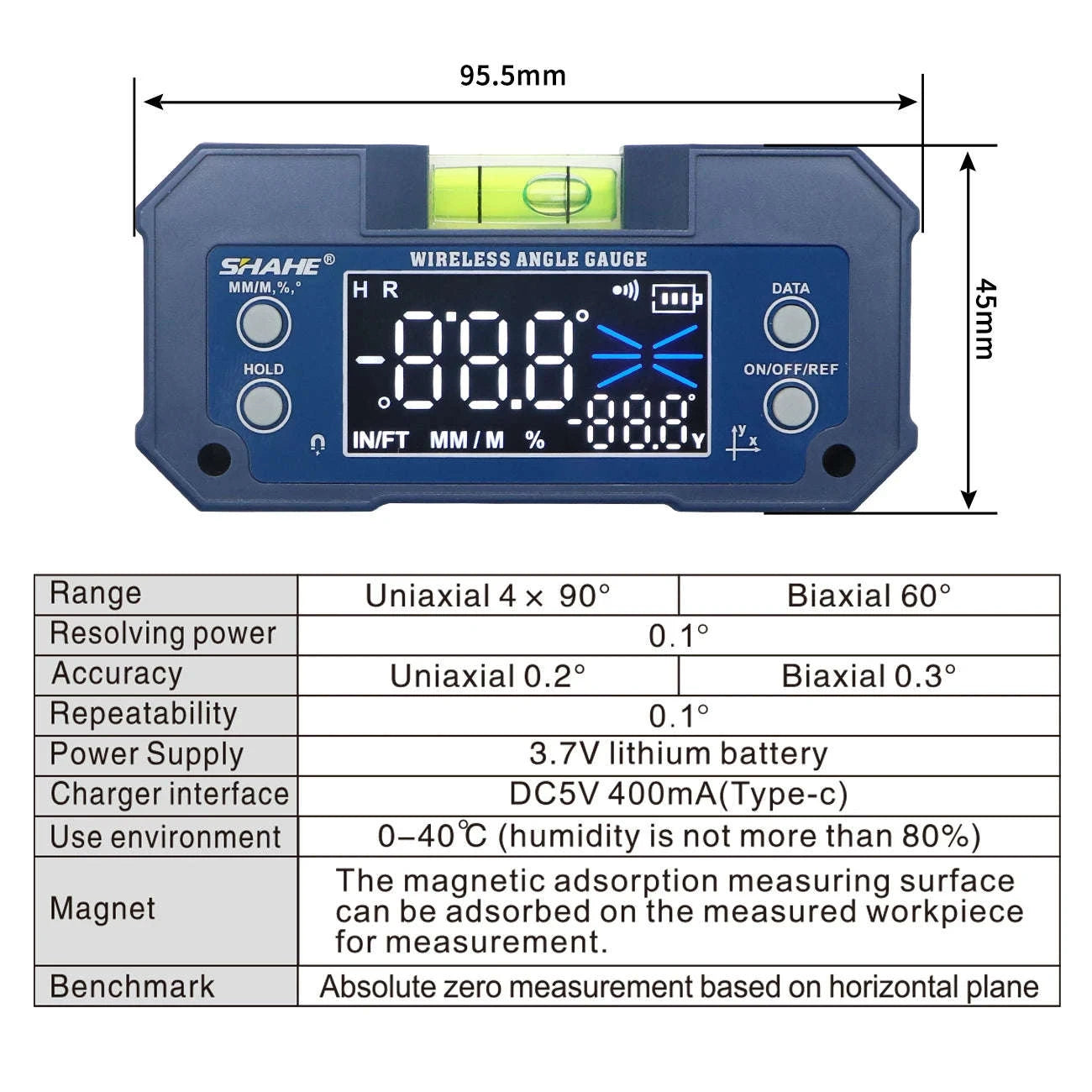 Magnetic Level Gauge Inclinometer Digital Angle Finder-No Wireless