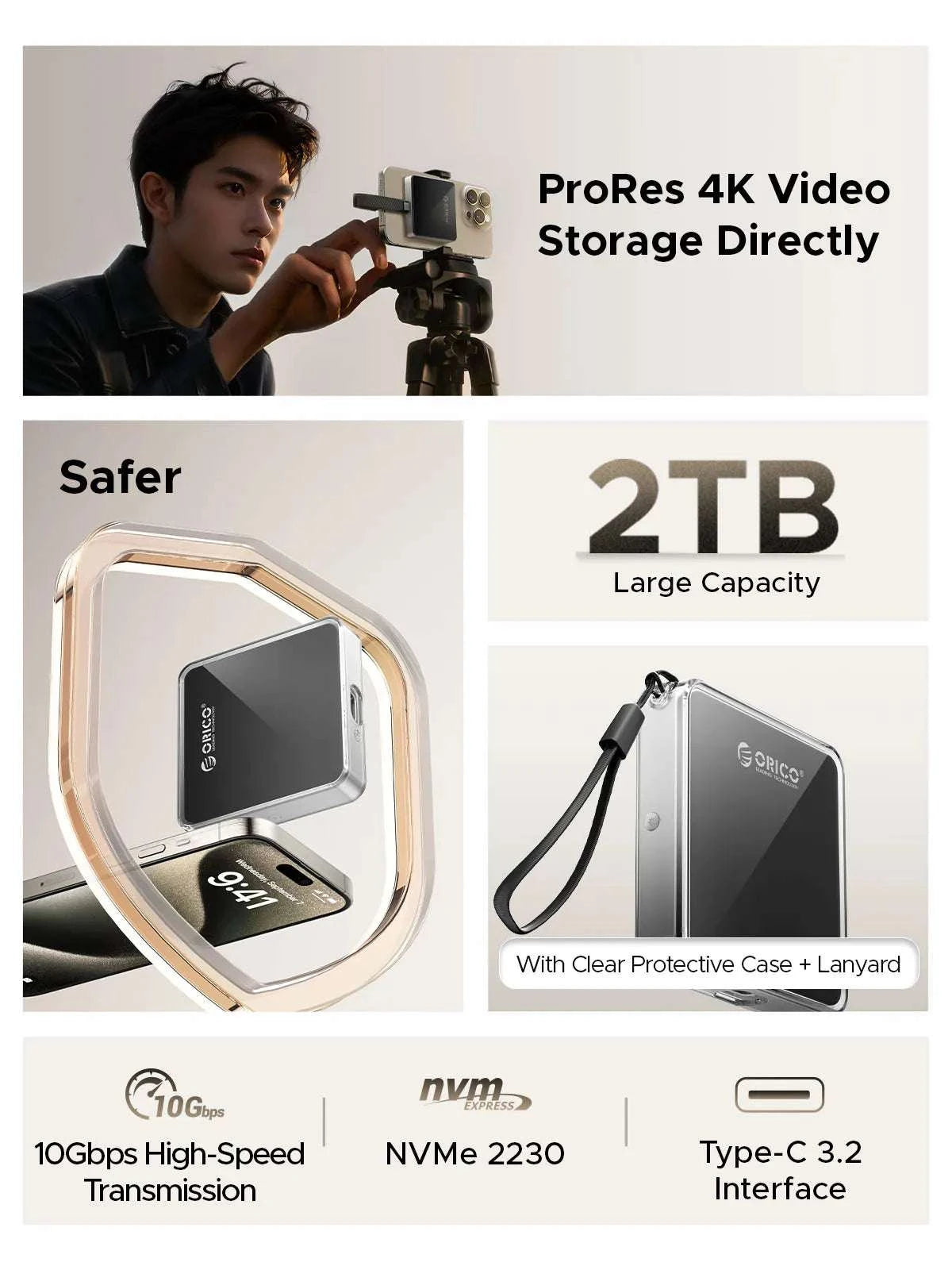 Magnetic M.2 NVMe SSD Enclosure 10Gbps USB-C for iPhone & Laptop-Magnetic For 2230 / China Mainland