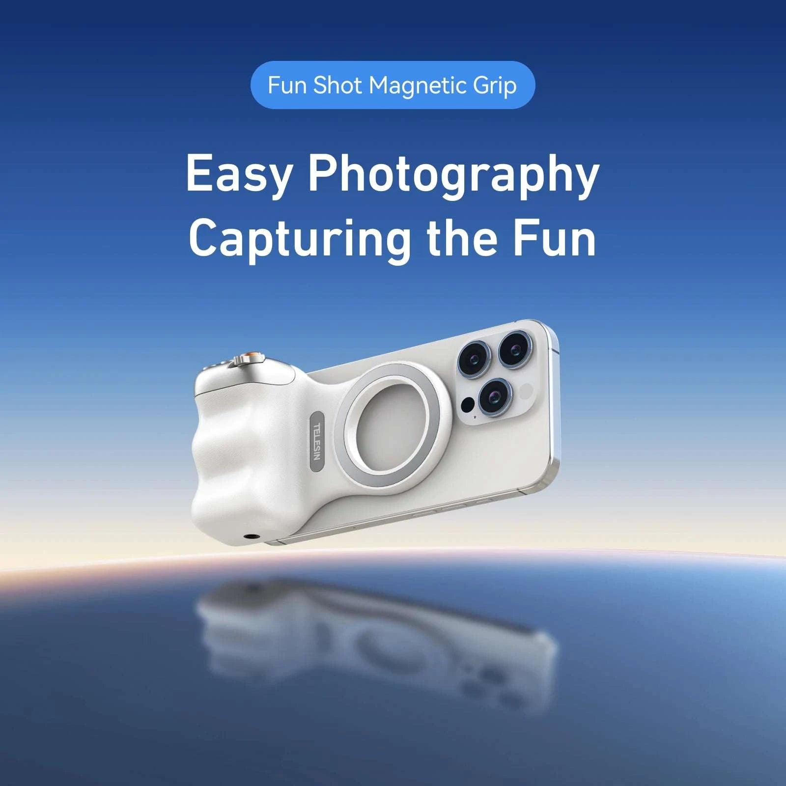 Magnetic Phone Camera Grip with Remote & Bluetooth Control-White No light / United States