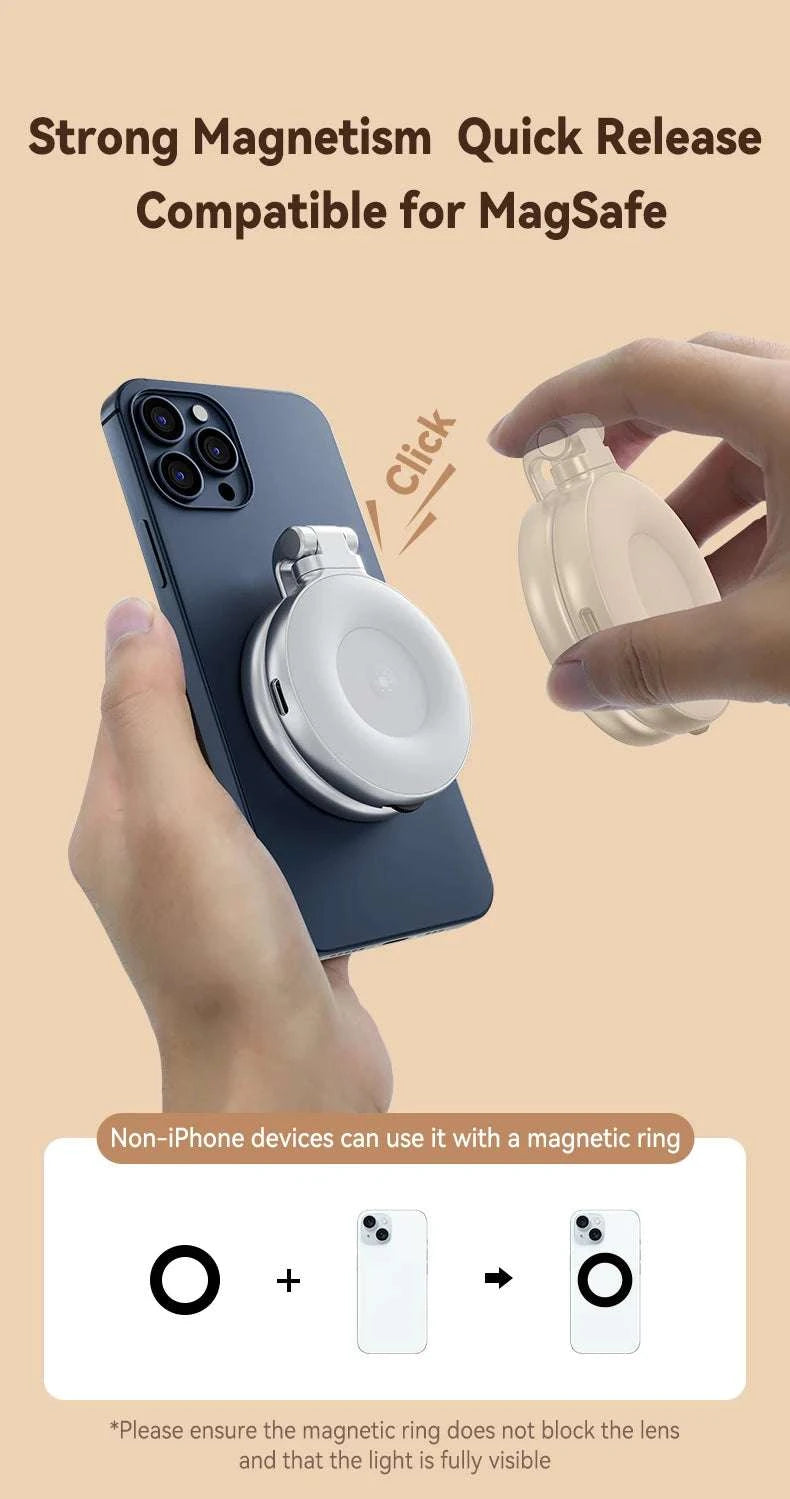 Magnetic Phone Camera Grip with Remote & Bluetooth Control-White No light / United States
