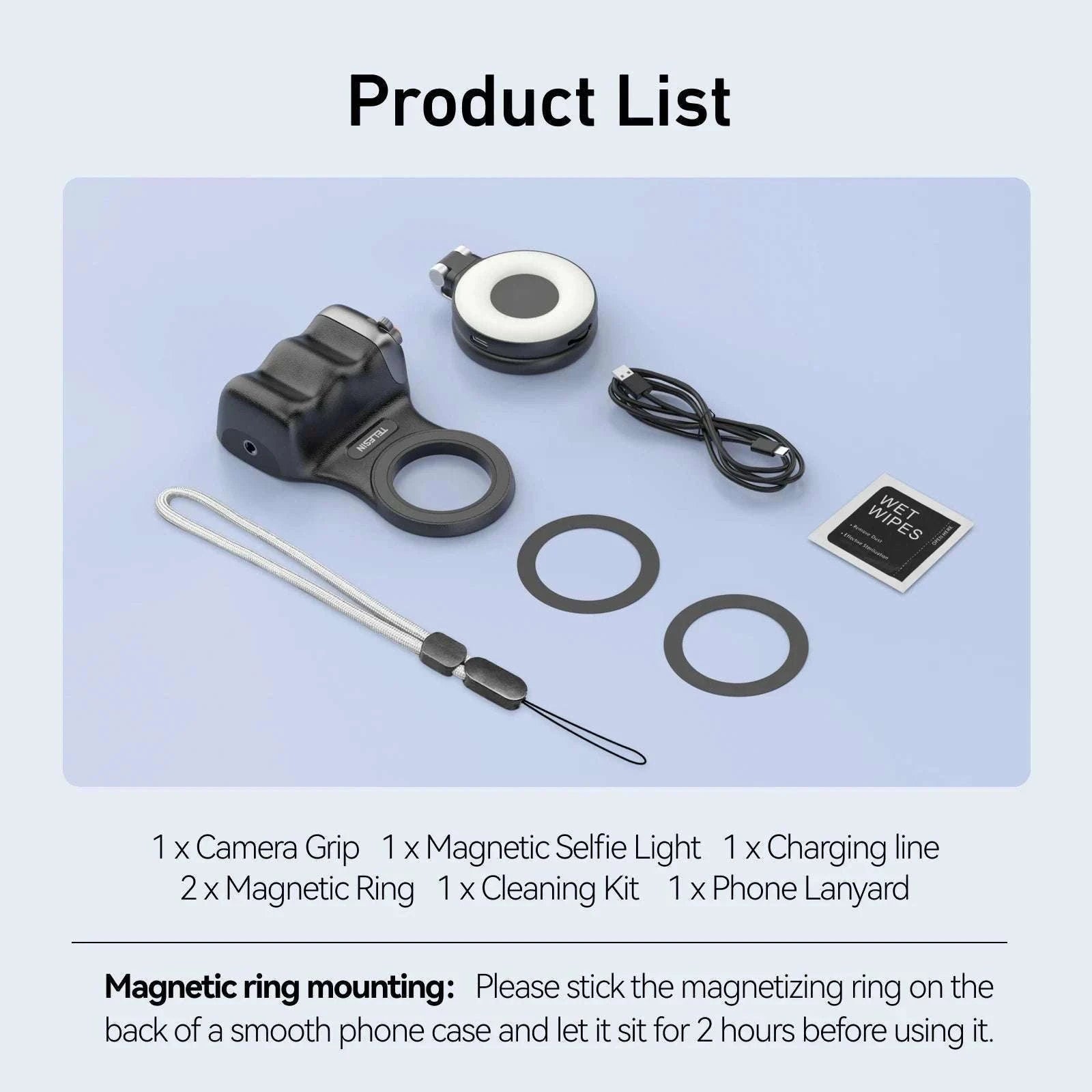 Magnetic Phone Camera Grip with Remote & Bluetooth Control-White No light / United States