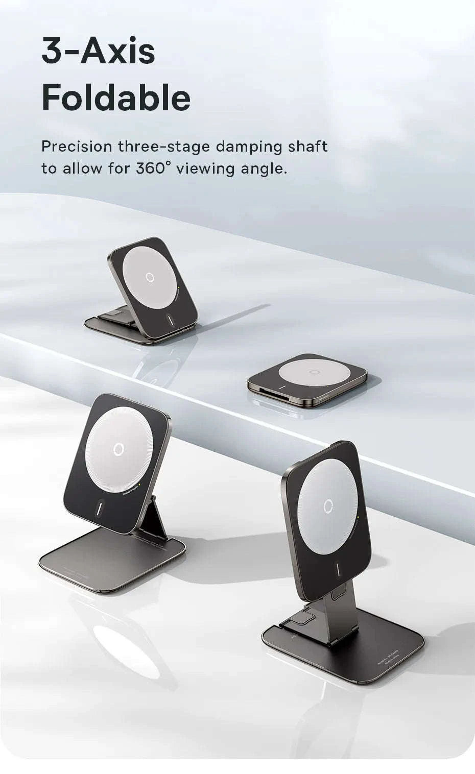 Magnetic Phone Holder Stand for iPhone 12–16 Foldable 360° Mount-black