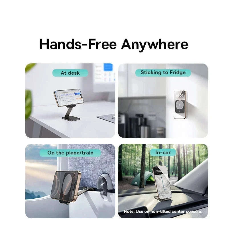 Magnetic Phone Holder Stand for iPhone 12–16 Foldable 360° Mount-black