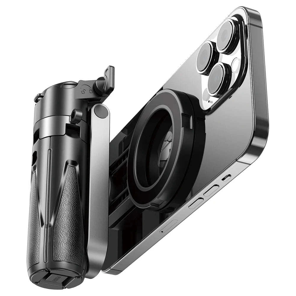 Magnetic Phone Tripod Wireless Grip Selfie Stick-Black