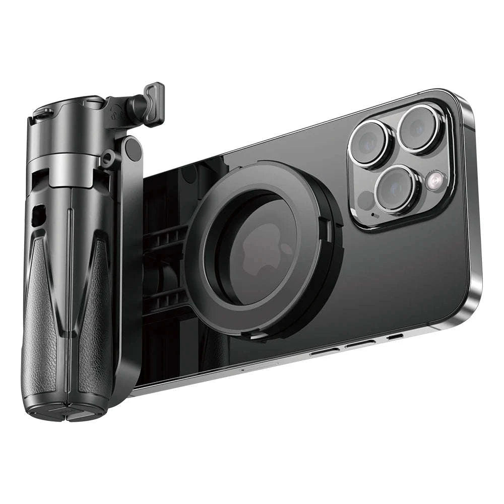 Magnetic Phone Tripod Wireless Grip Selfie Stick-Black