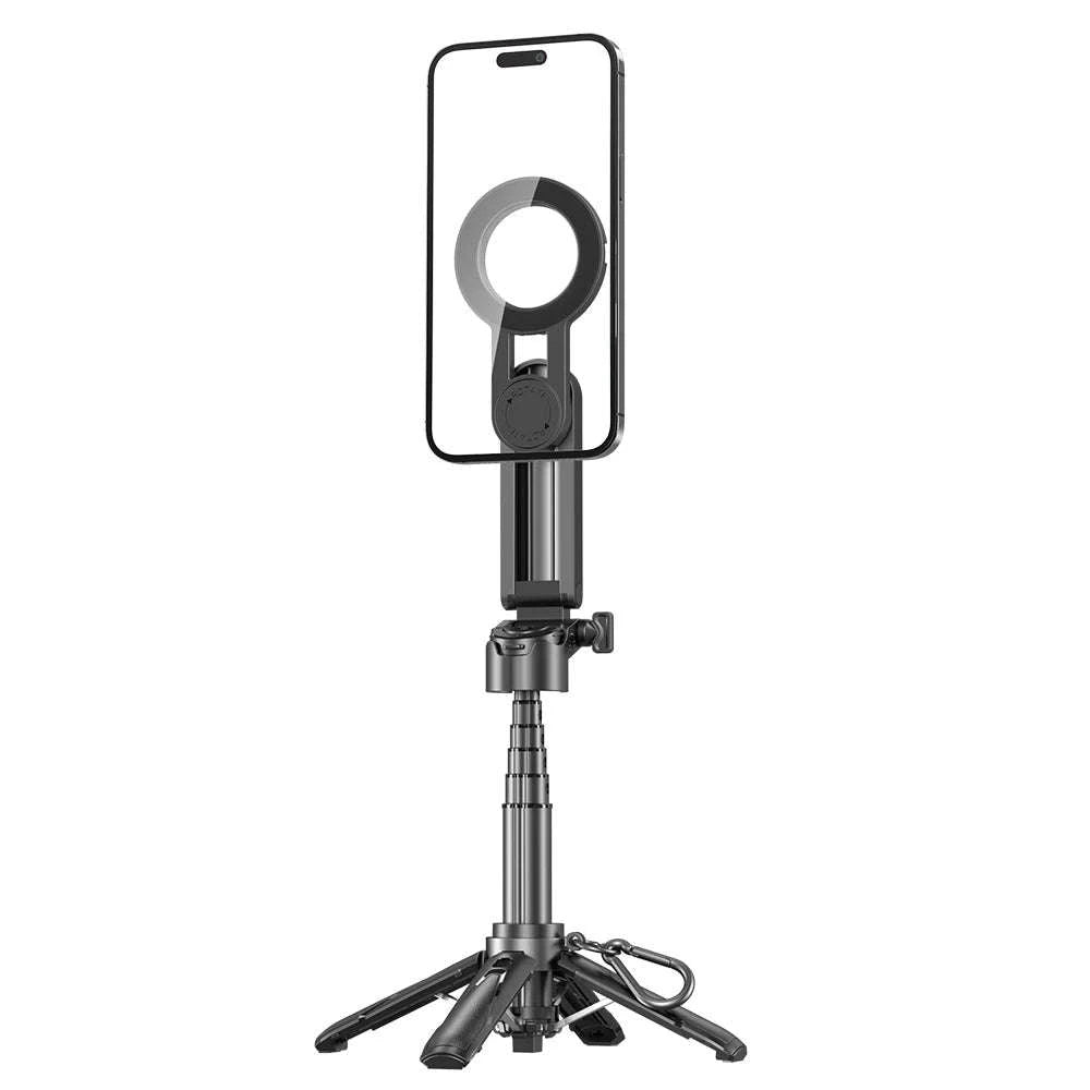 Magnetic Phone Tripod Wireless Grip Selfie Stick-Black