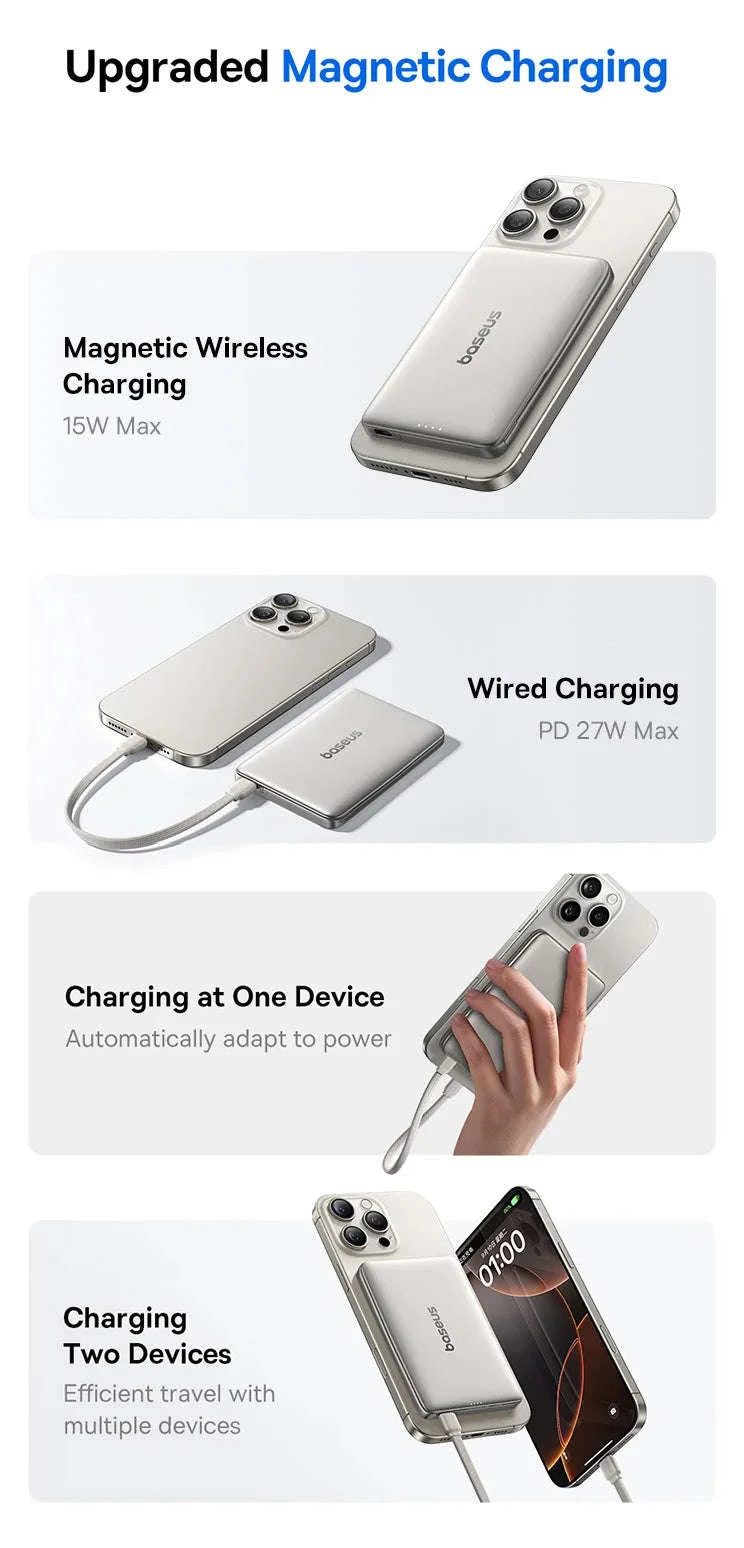 Magnetic Power Bank 5000mAh/10000mAh PD 20W/27W Card-Sized-Pink / 5000mAh / China Mainland