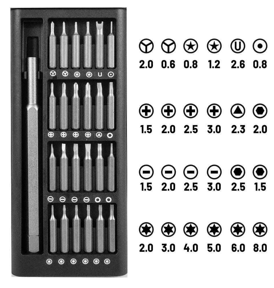 Magnetic Precision Screwdriver Set for Phone and PC Repair-25 pcs / China Mainland