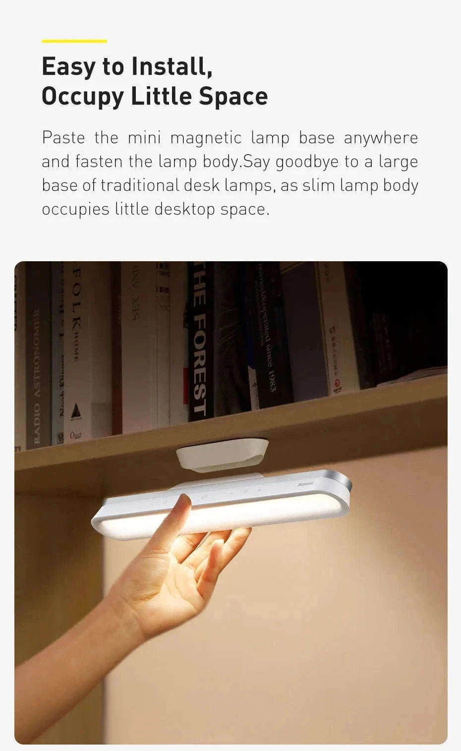 Magnetic Rechargeable LED Desk Light with Stepless Dimming-White