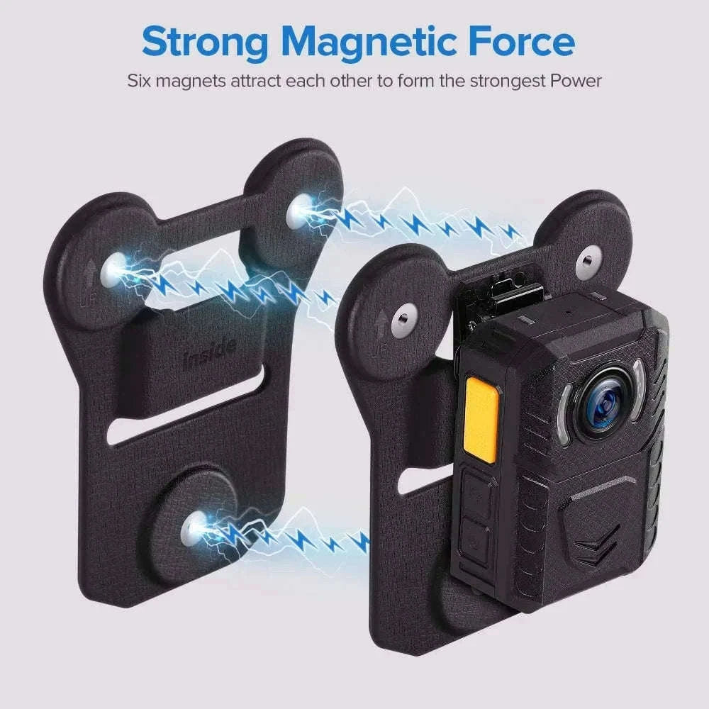 Magnetic Suction Back Clip for Body-Worn Cameras Secure Dual Magnet Hold-as photo