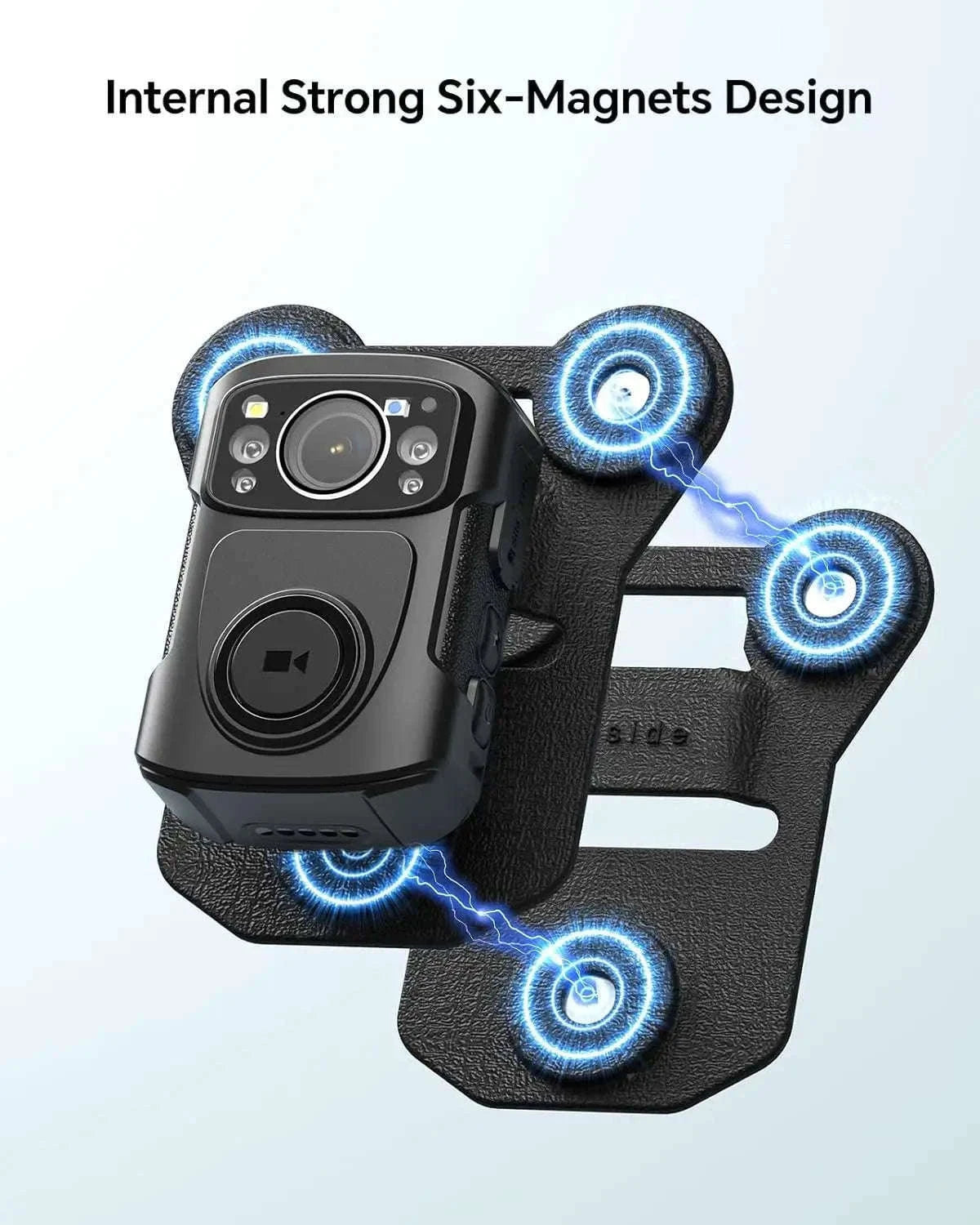 Magnetic Suction Back Clip for Body-Worn Cameras Secure Dual Magnet Hold-as photo