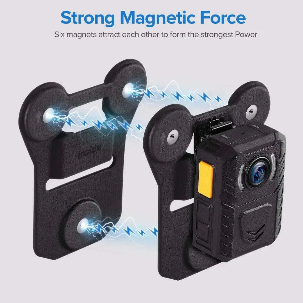 Magnetic Suction Back Clip for Body-Worn Cameras Secure Dual Magnet Hold-as photo