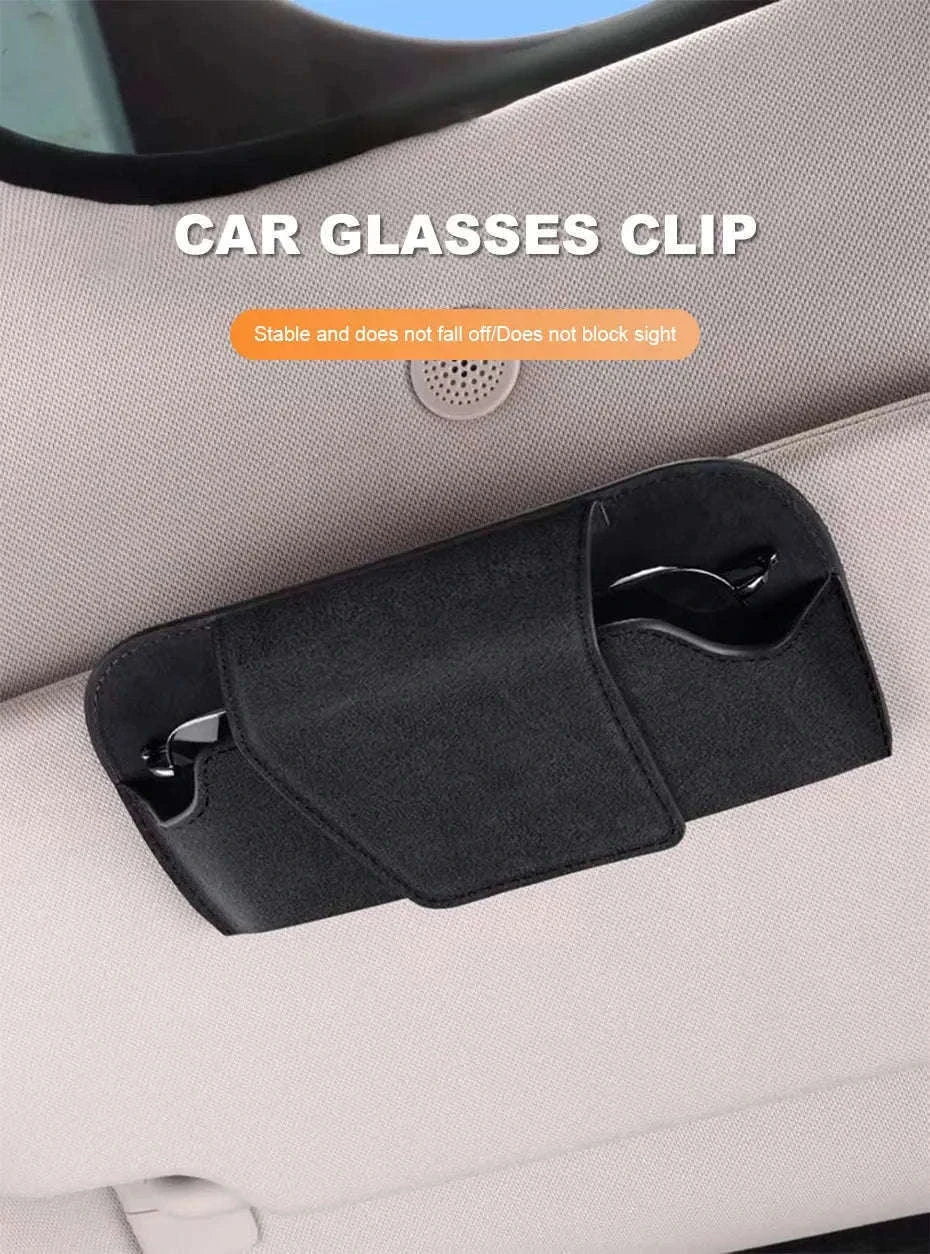 Magnetic Suede Car Glasses Case-Suede gray