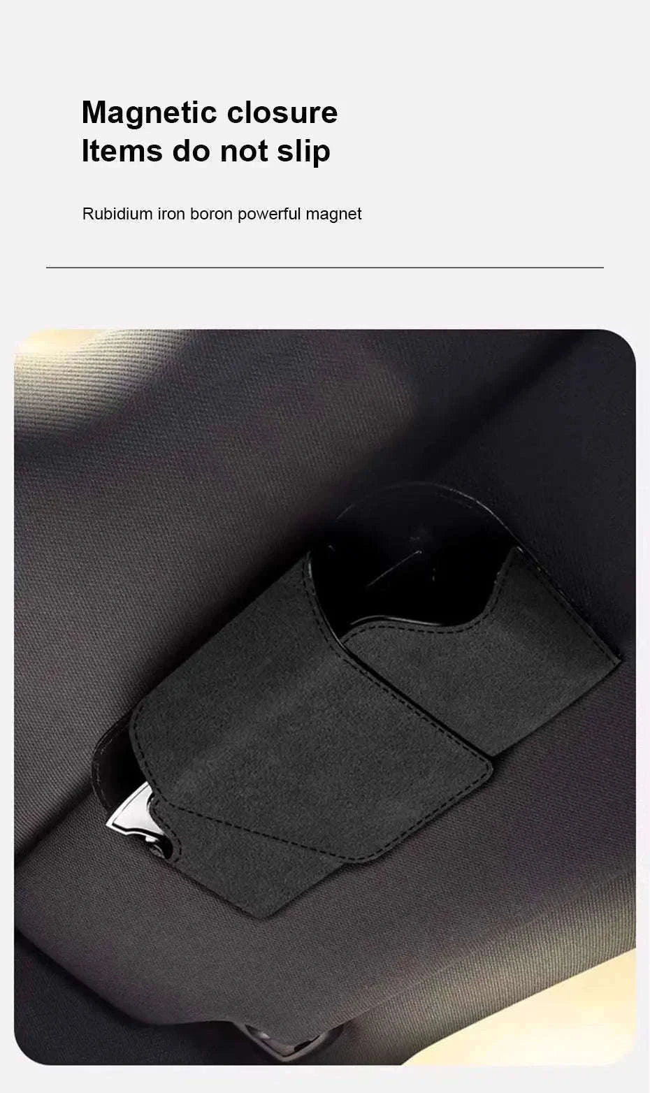 Magnetic Suede Car Glasses Case-Suede gray