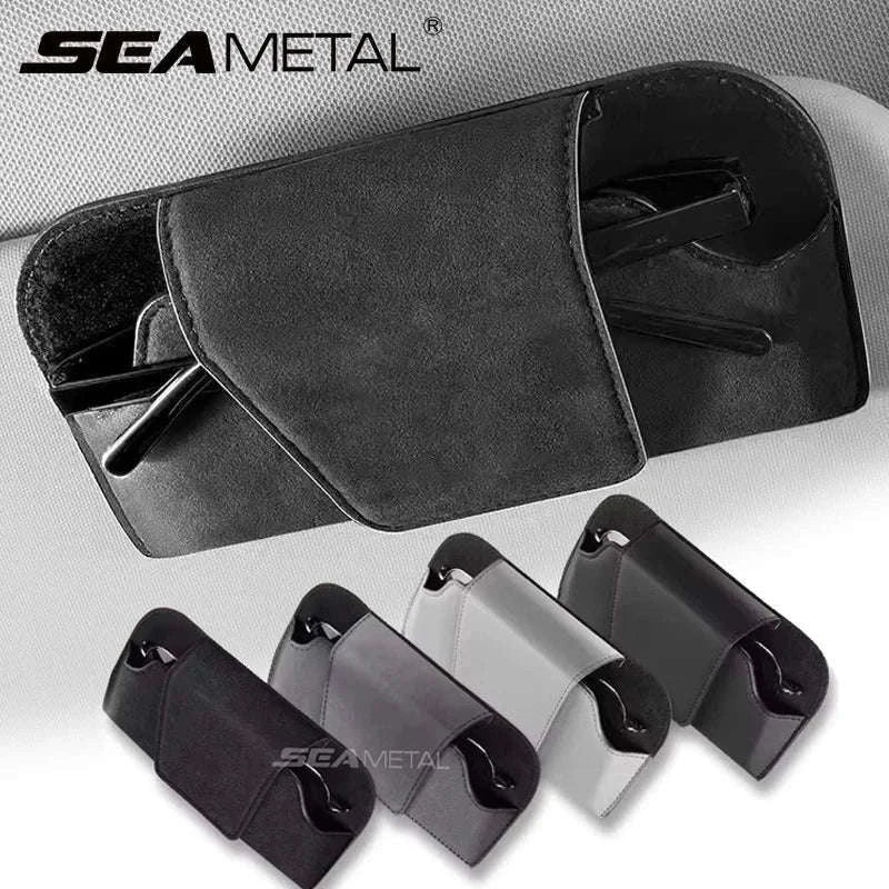 Magnetic Suede Car Glasses Case-Suede gray