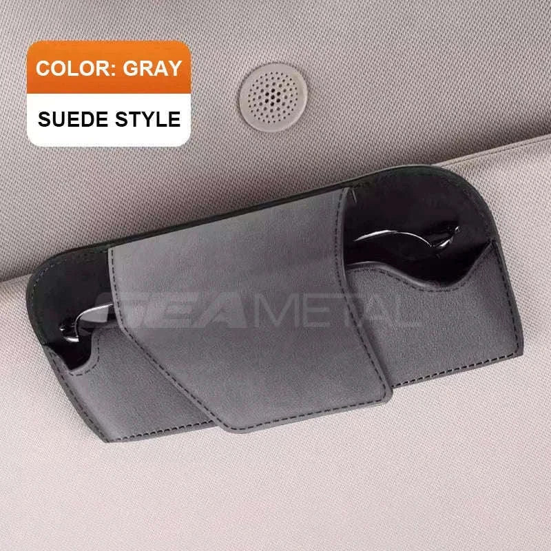 Magnetic Suede Car Glasses Case-Suede gray