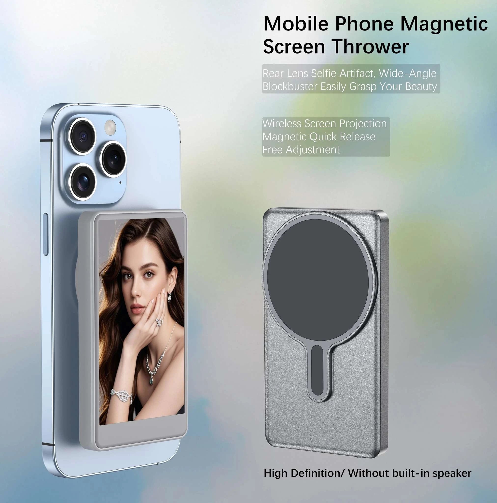 Magnetic Vlog Selfie Monitor for Phone with 4" Wireless Screen-Dark Grey / United States