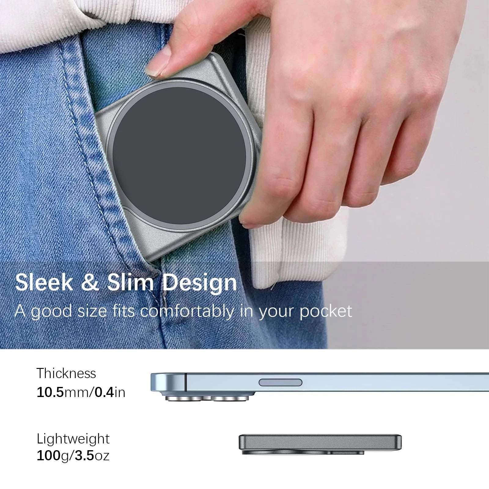 Magnetic Vlog Selfie Monitor for Phone with 4" Wireless Screen-Dark Grey / United States