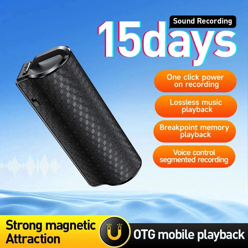 Magnetic Voice Recorder with AI Noise Reduction and 600-Hour Battery-32GB