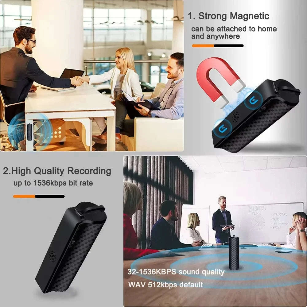 Magnetic Voice Recorder with AI Noise Reduction and 600-Hour Battery-32GB