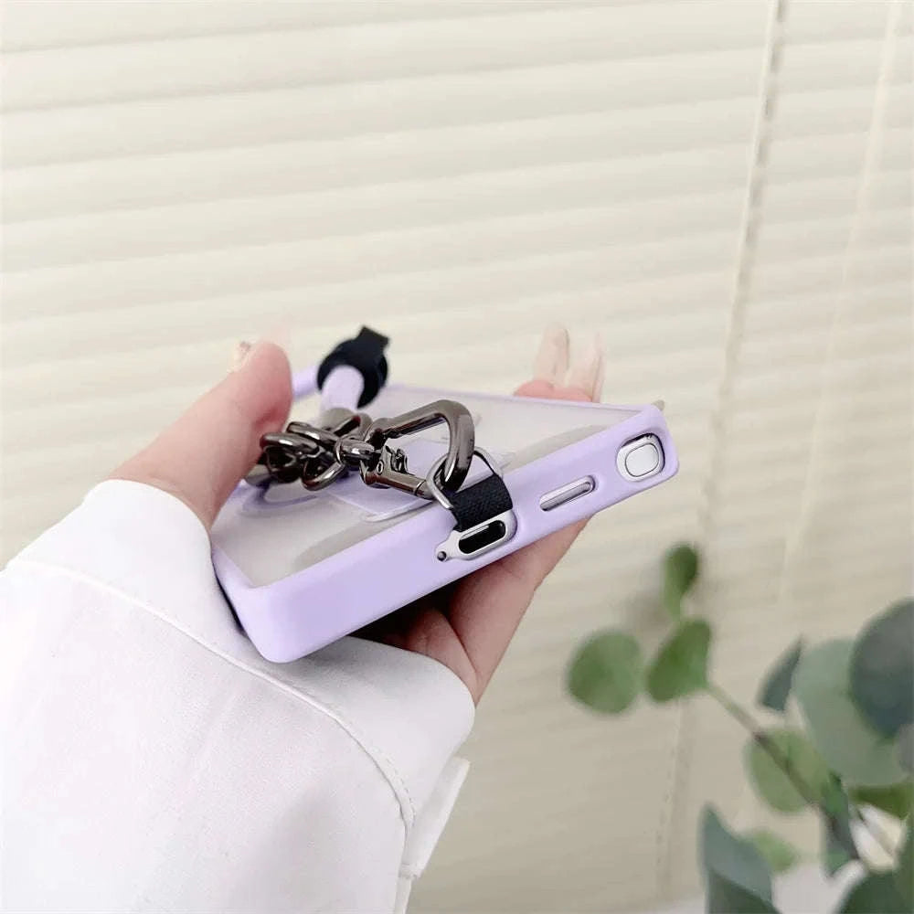 Magnetic Wireless Charging Phone Case with Lanyard for Samsung Galaxy-Full Black / For SamsungS25 Ultra