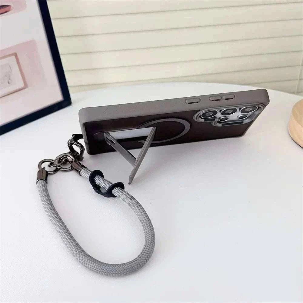 Magnetic Wireless Charging Samsung Galaxy Case with Lanyard-Full Black / For SamsungS25 Ultra