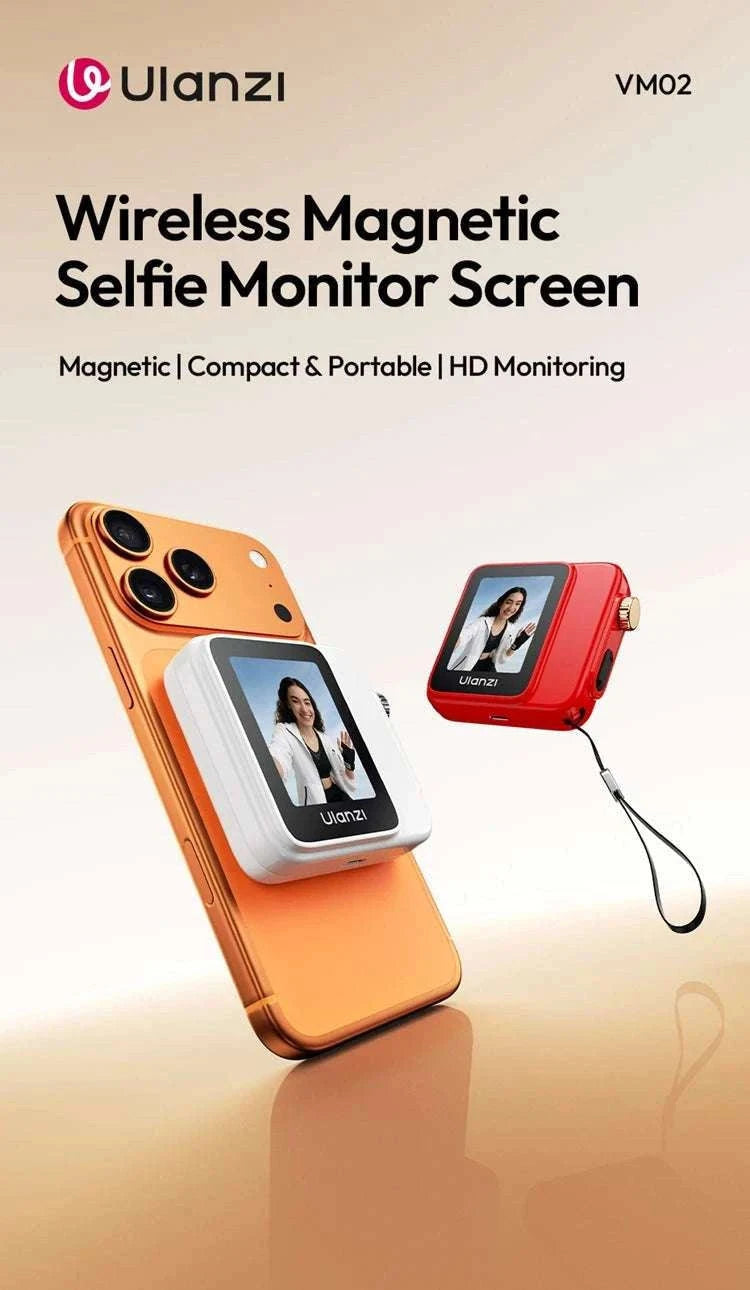 Magnetic Wireless Selfie Screen Monitor for Rear Camera Vlogging-VM02 Red / China Mainland