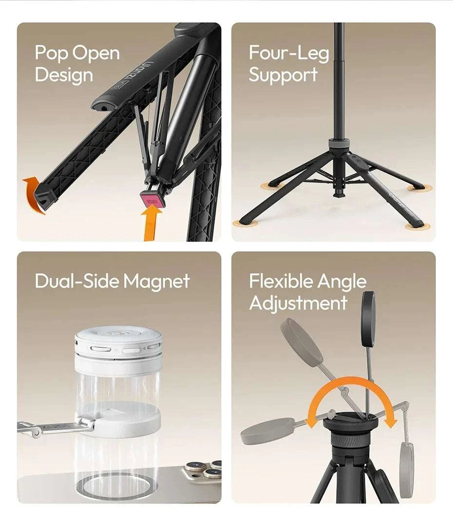 MagSafe Phone Tripod with Bluetooth Remote 1500mm Selfie Stick-White Boxed