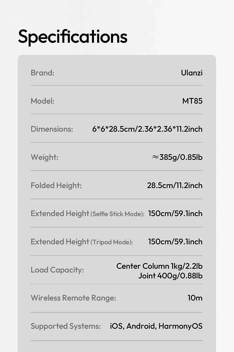 MagSafe Phone Tripod with Bluetooth Remote 1500mm Selfie Stick-White Boxed