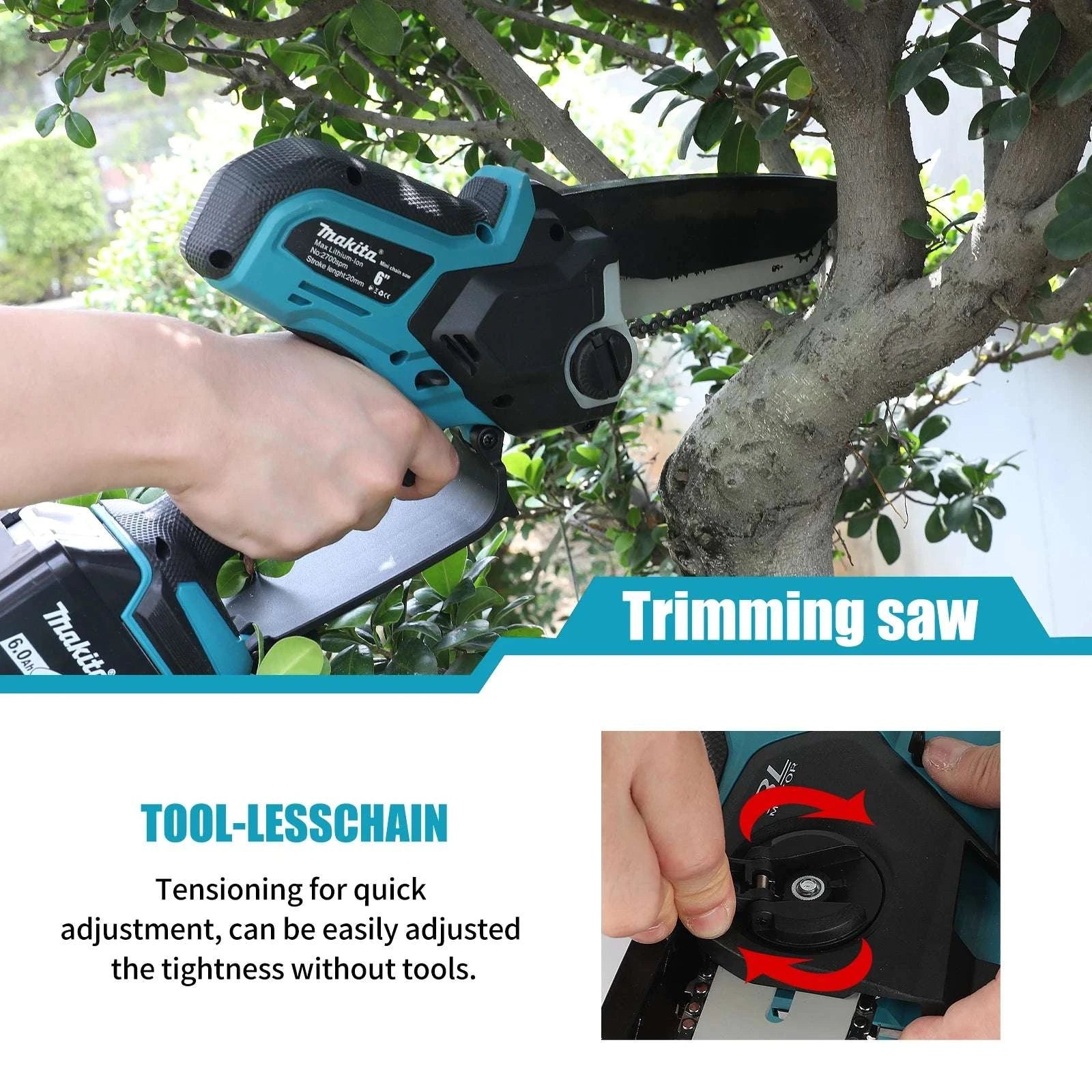 Makita 18V Cordless 8-Inch Handheld Chain Saw with Auto Oiler-No battery