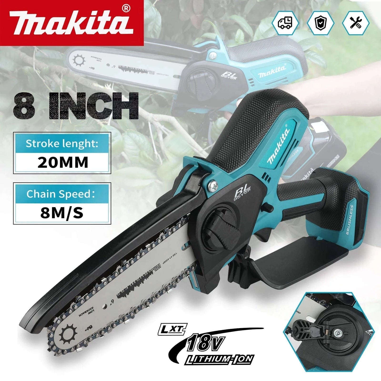 Makita 18V Cordless Chainsaw – Compact Brushless Power-a set EU / CHINA