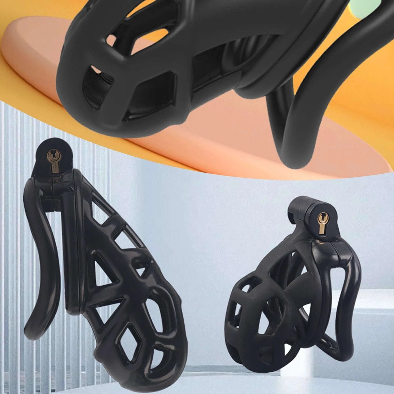 Male Chastity Cock Cage Waist Belt Set-S 90mm