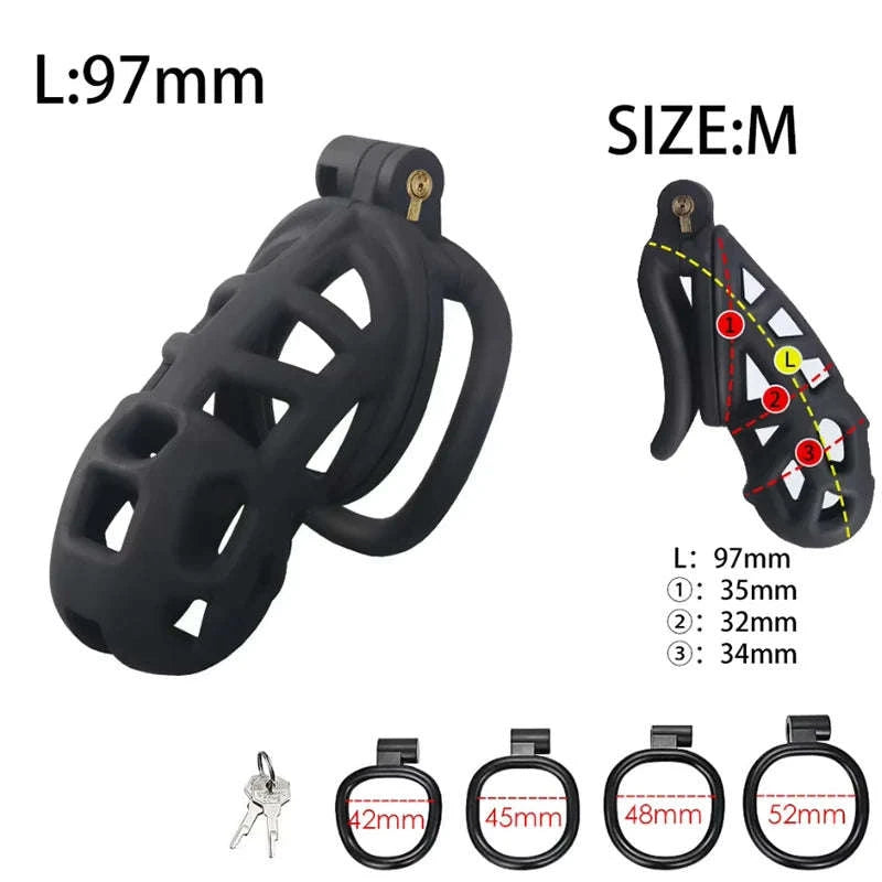 Male Chastity Cock Cage Waist Belt Set-S 90mm