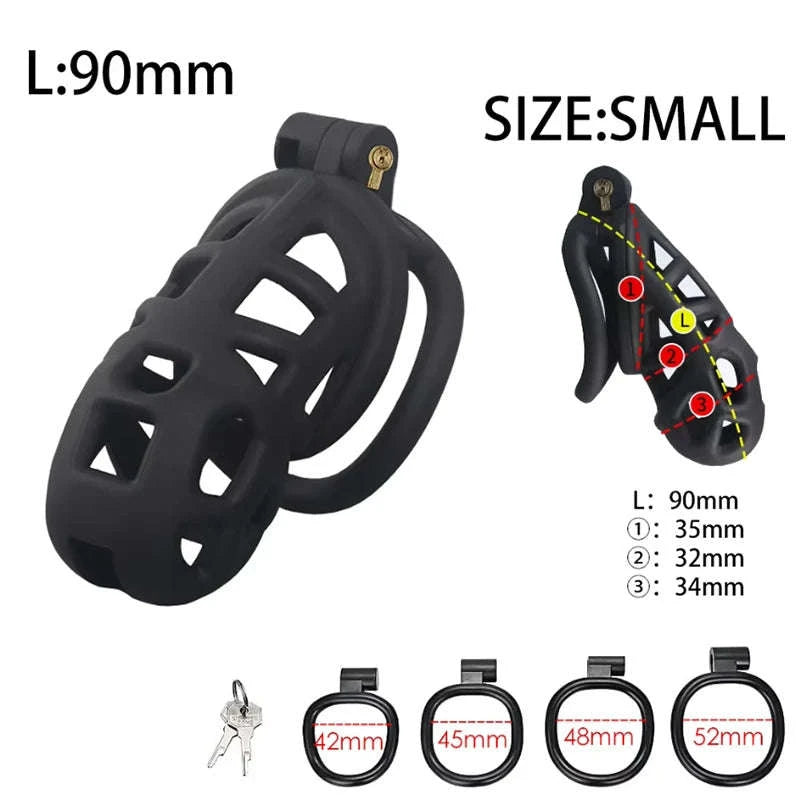 Male Chastity Cock Cage Waist Belt Set-S 90mm