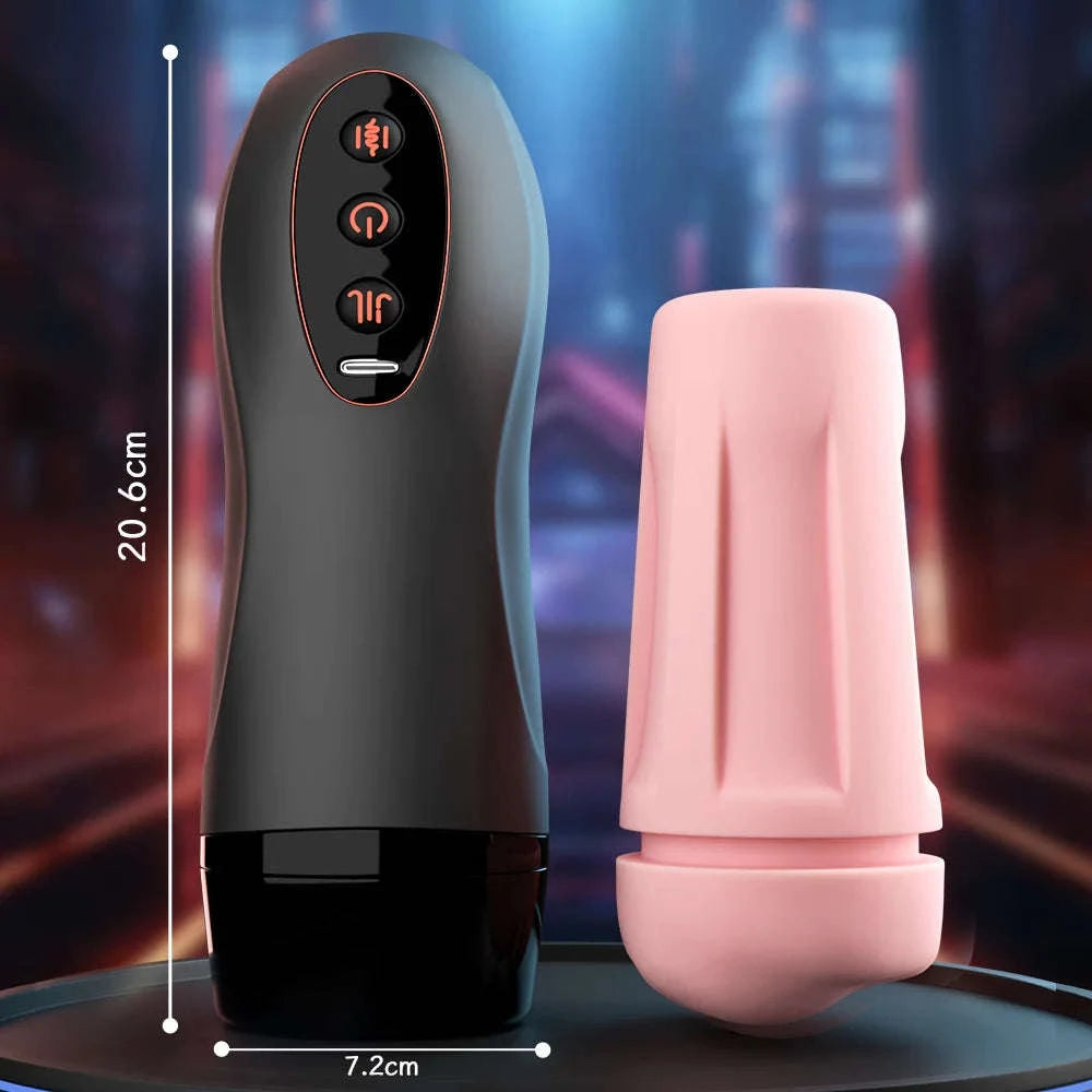 Male Heating Masturbator Cup with Vibration and Suction-Black / United States