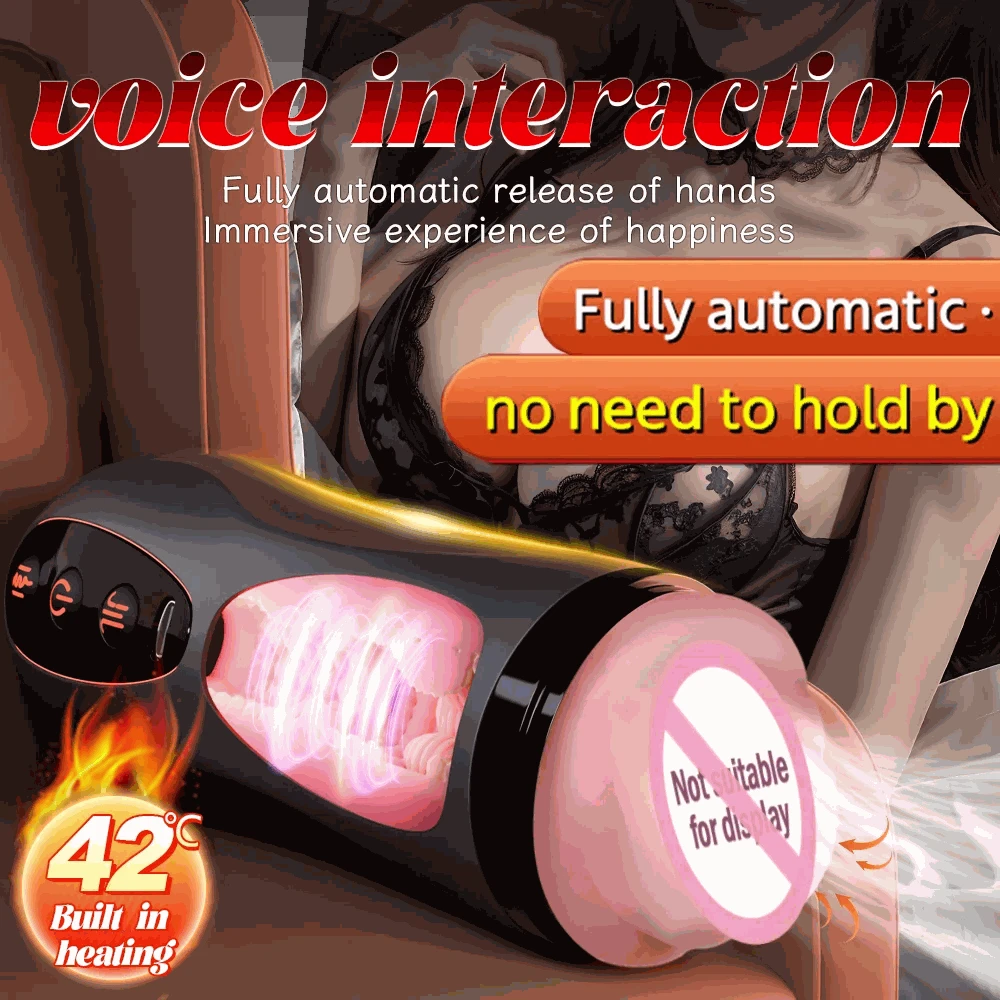 Male Heating Masturbator Cup with Vibration and Suction-Black / United States
