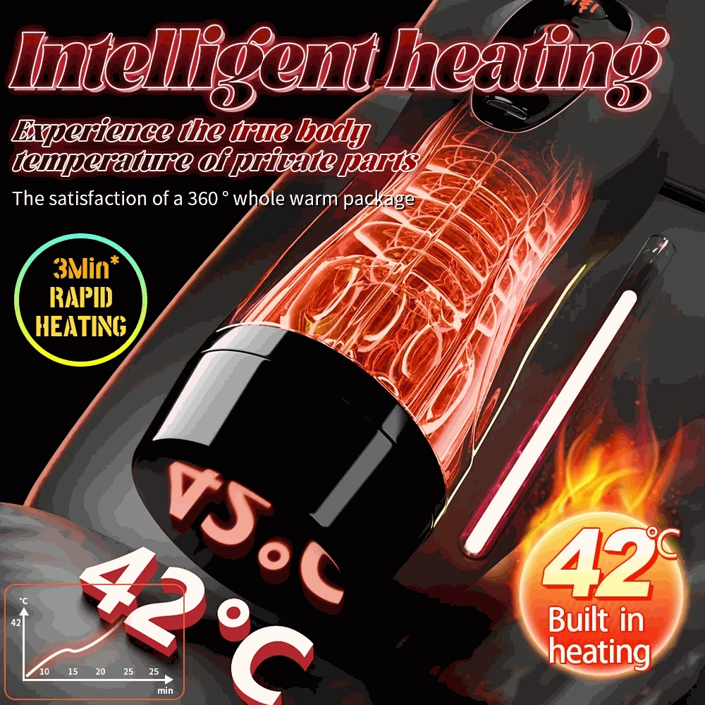 Male Heating Masturbator Cup with Vibration and Suction-Black / United States
