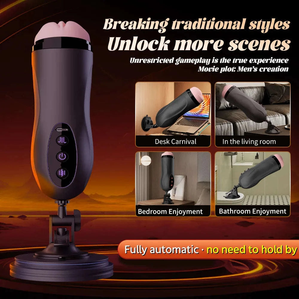 Male Heating Masturbator Cup with Vibration and Suction-Black / United States