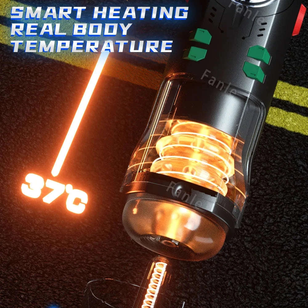 Male Masturbation Cup Telescopic Heated Sucking Masturbator-black