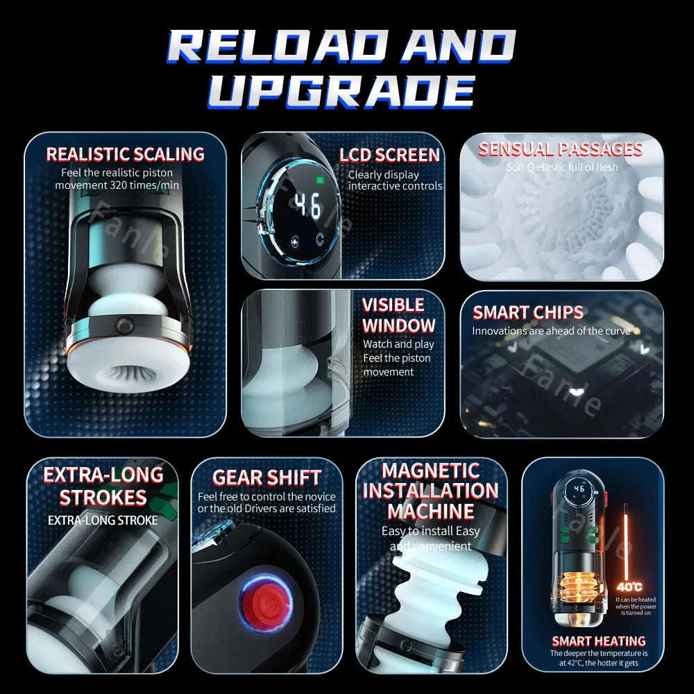 Male Masturbation Cup Telescopic Heated Sucking Masturbator-black