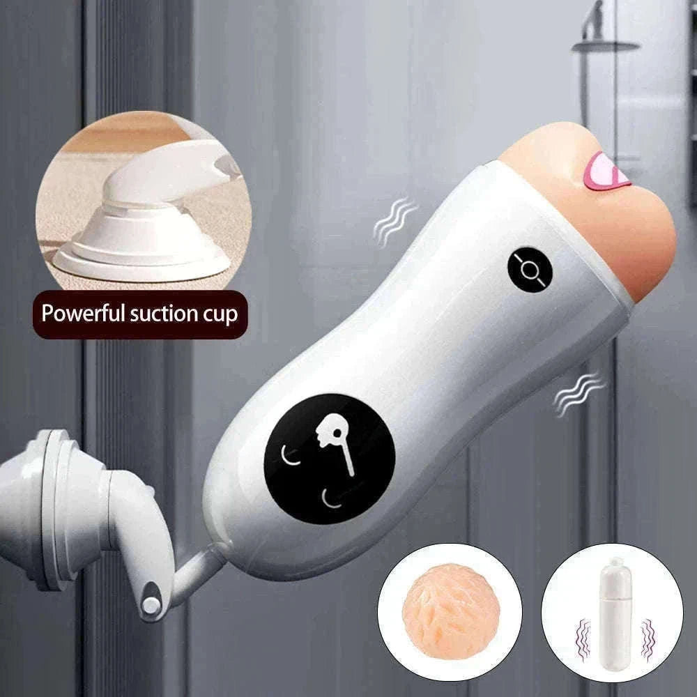 Male Masturbator Training Cup with Suction Base-Vibrate and Suck