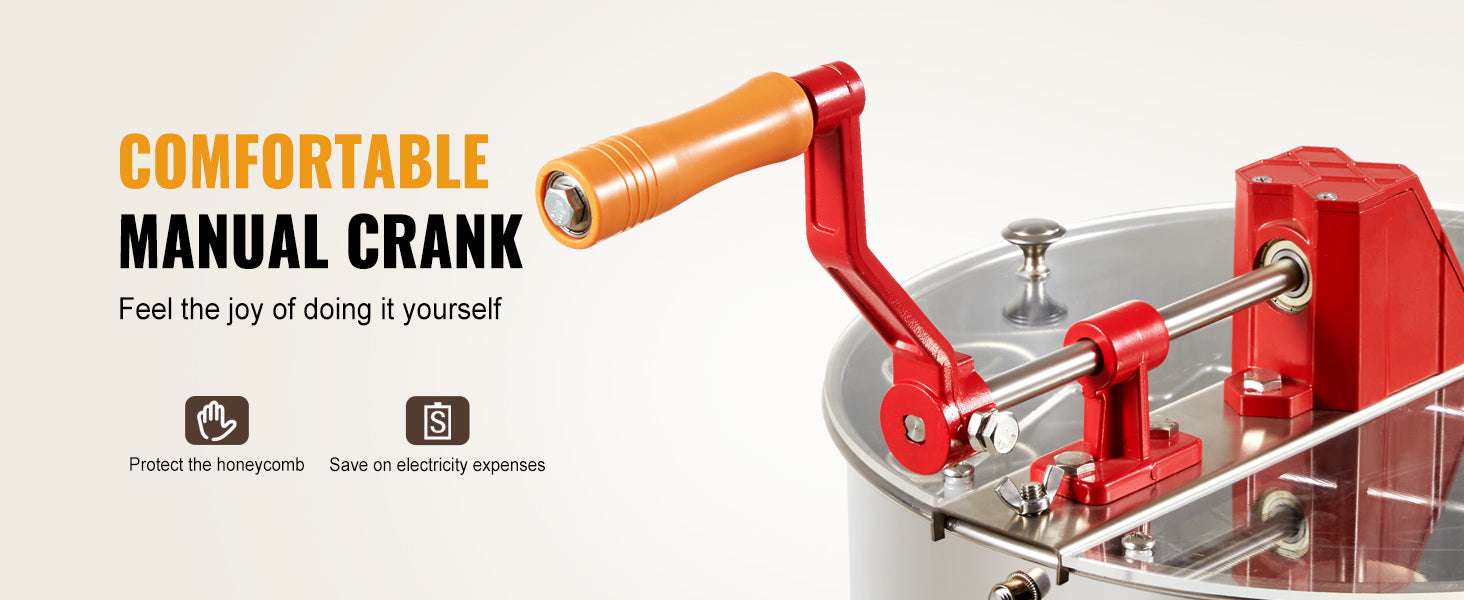 Manual 3-Frame Honey Extractor Stainless Steel Beekeeping Spinner-15in / United States