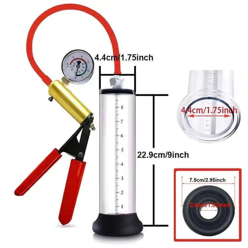 Manual Acrylic Penis Pump with Vacuum Control and Gauge-A5(4.4-30.5cm) kit