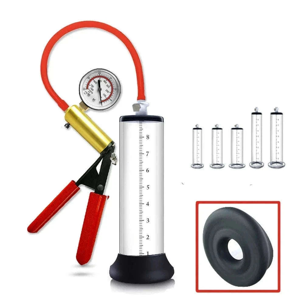 Manual Acrylic Penis Pump with Vacuum Control and Gauge-A5(4.4-30.5cm) kit