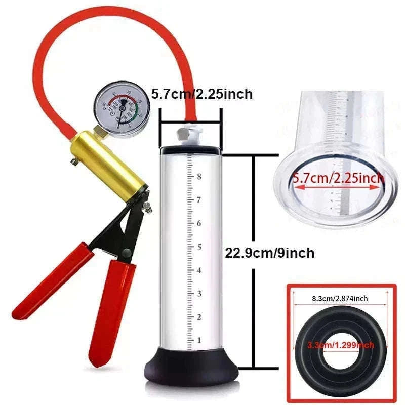 Manual Acrylic Penis Pump with Vacuum Control and Gauge-A5(4.4-30.5cm) kit